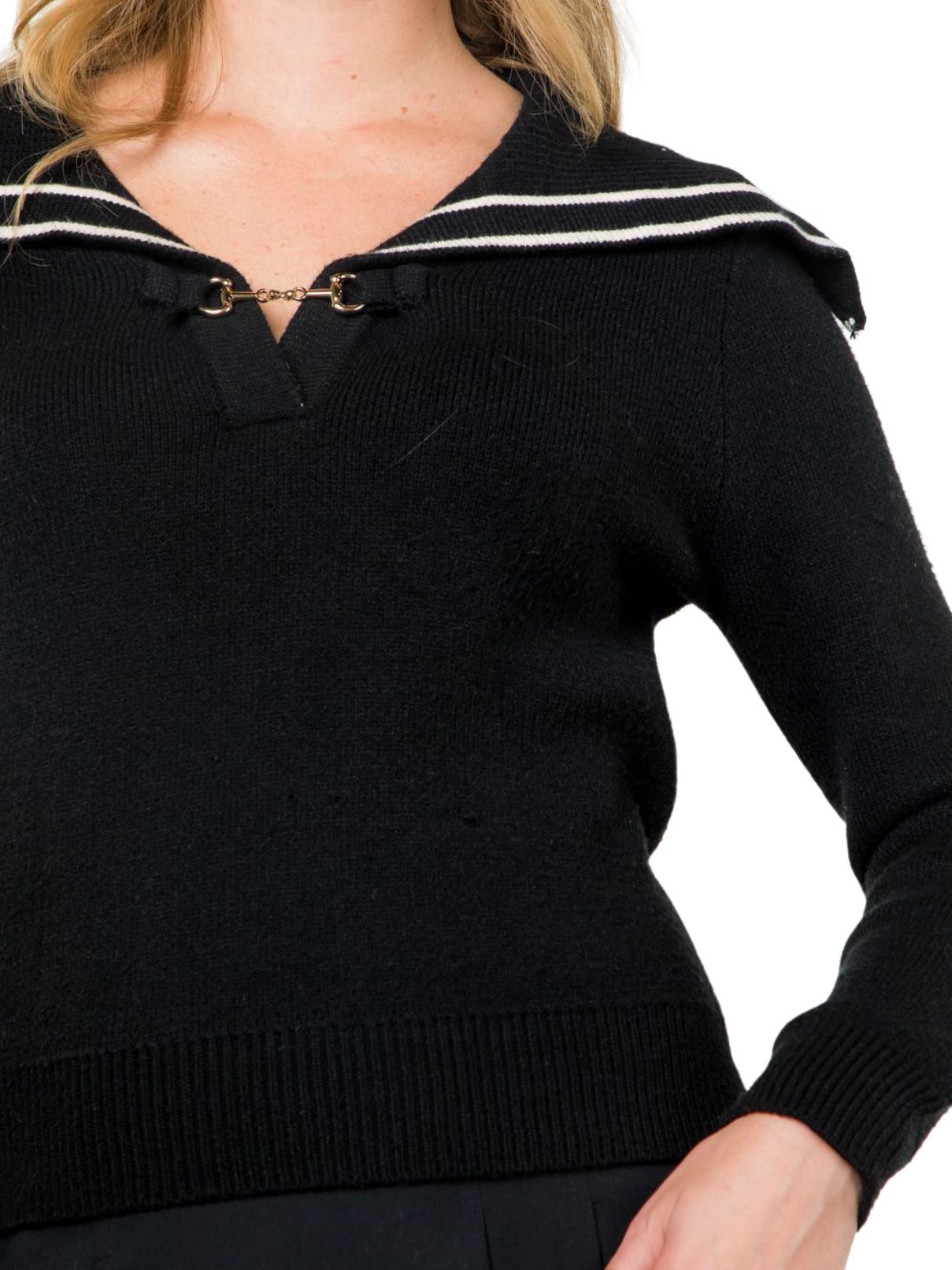 THML Collared Knit Sweater in Black