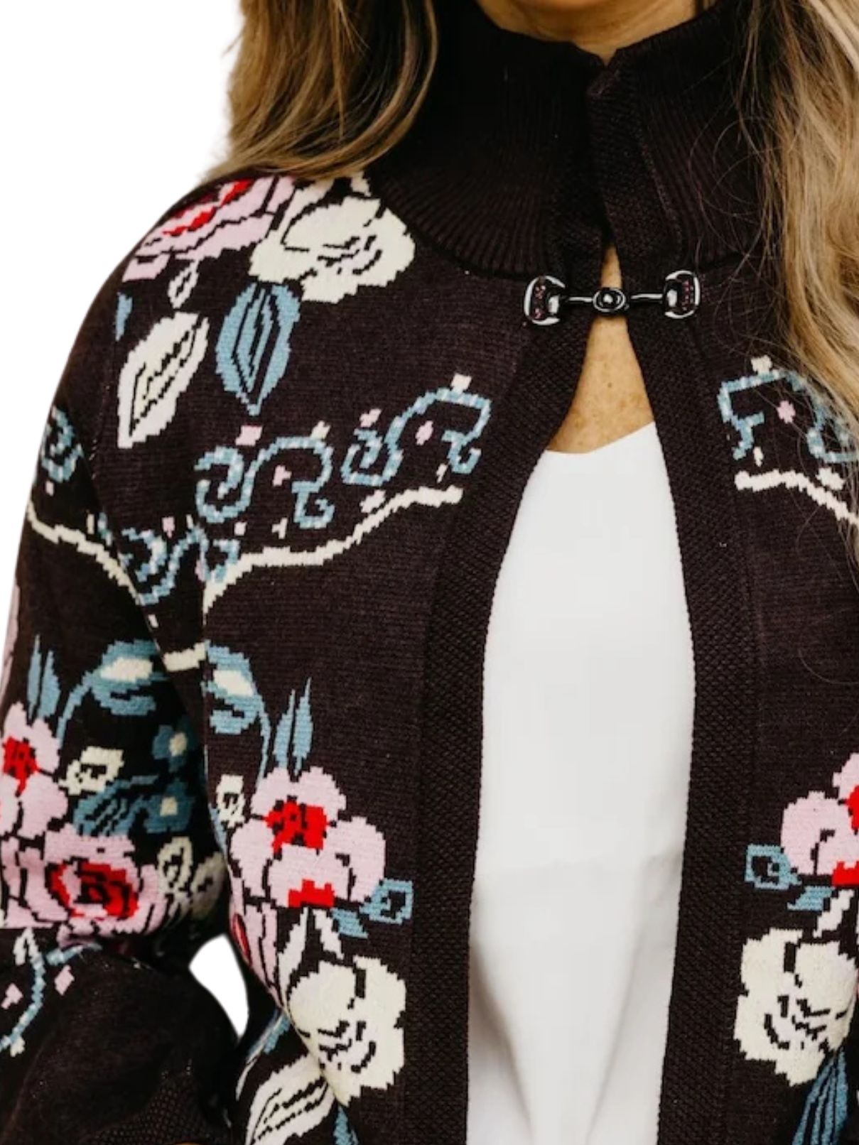THML Floral Knit Cardigan in Brown