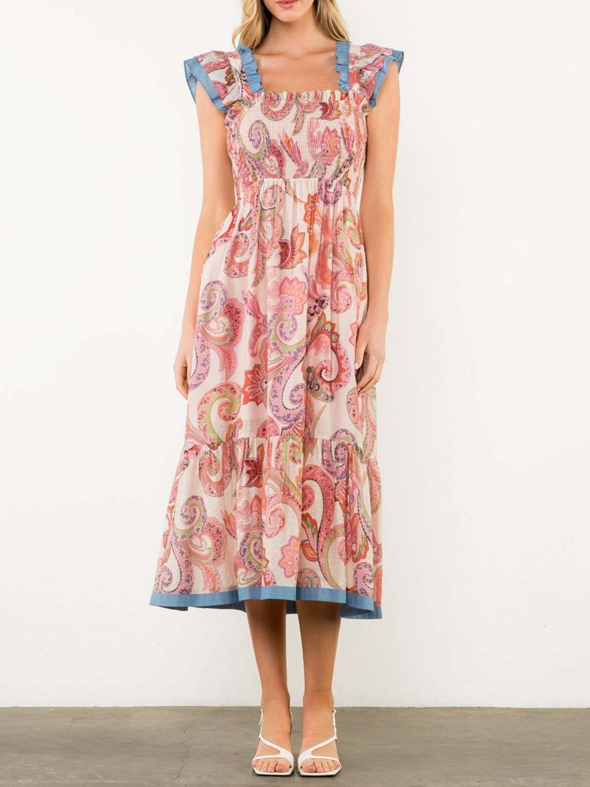 THML Flutter Slv Dress in Pink