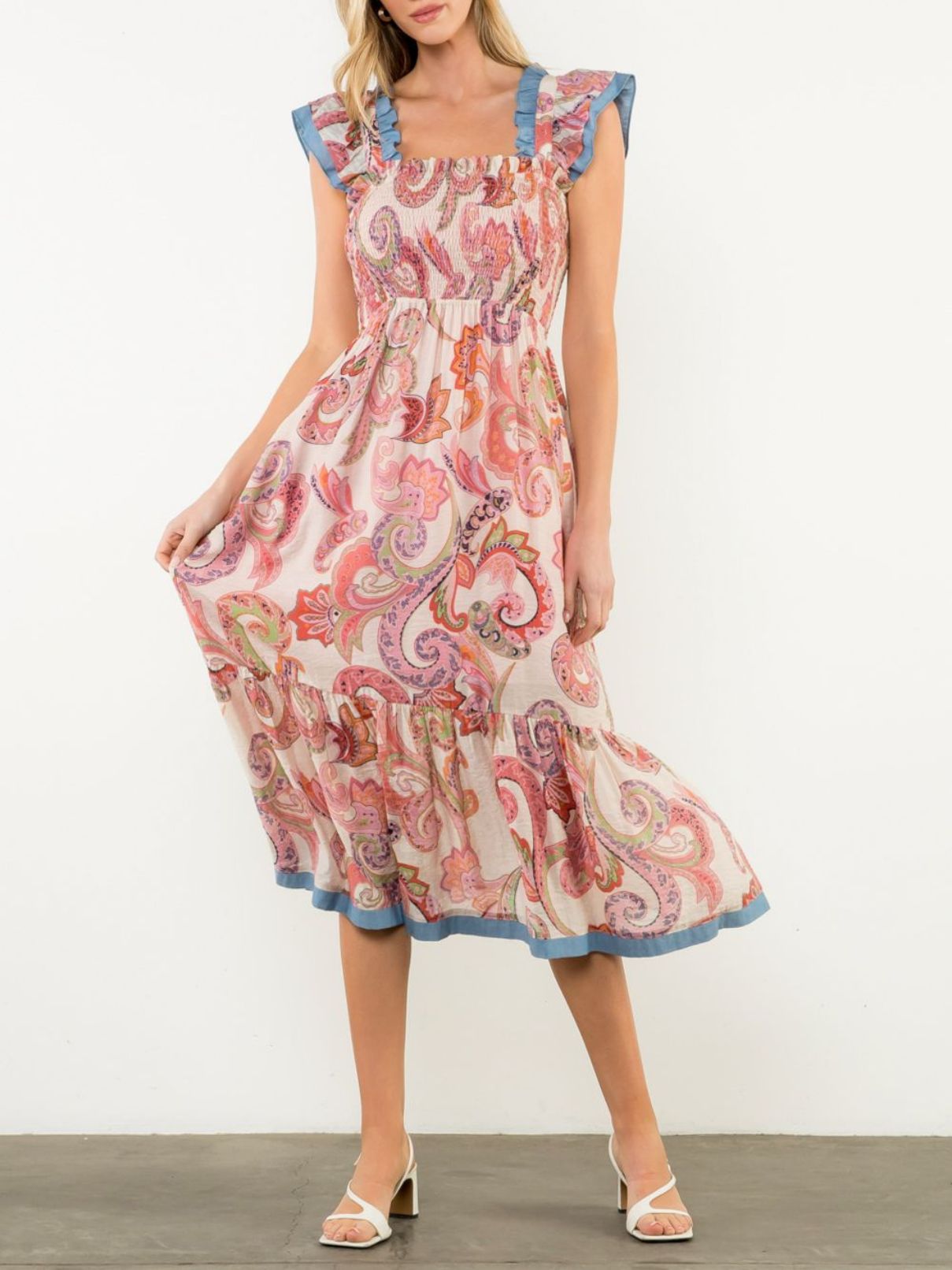 THML Flutter Slv Dress in Pink