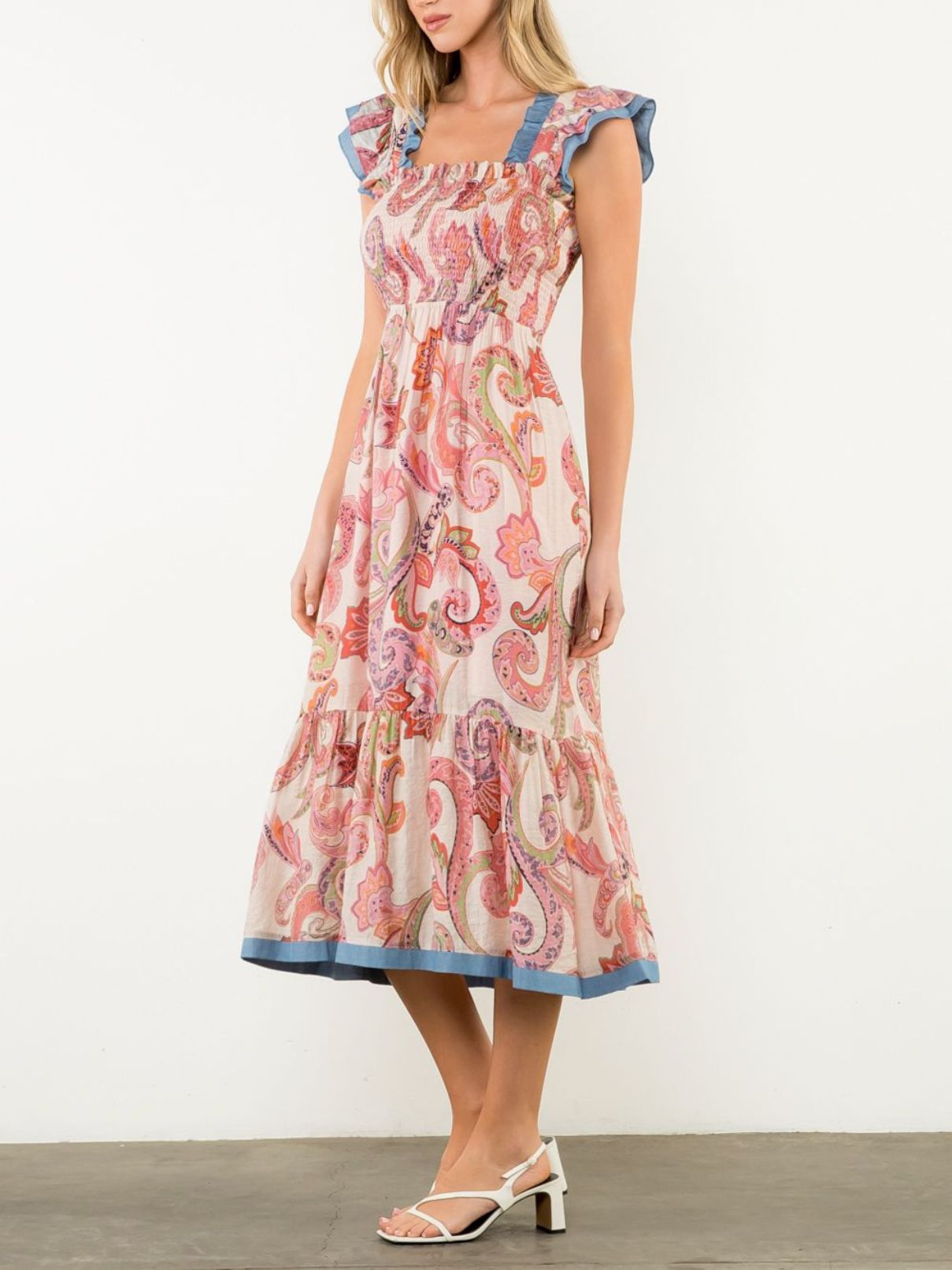 THML Flutter Slv Dress in Pink