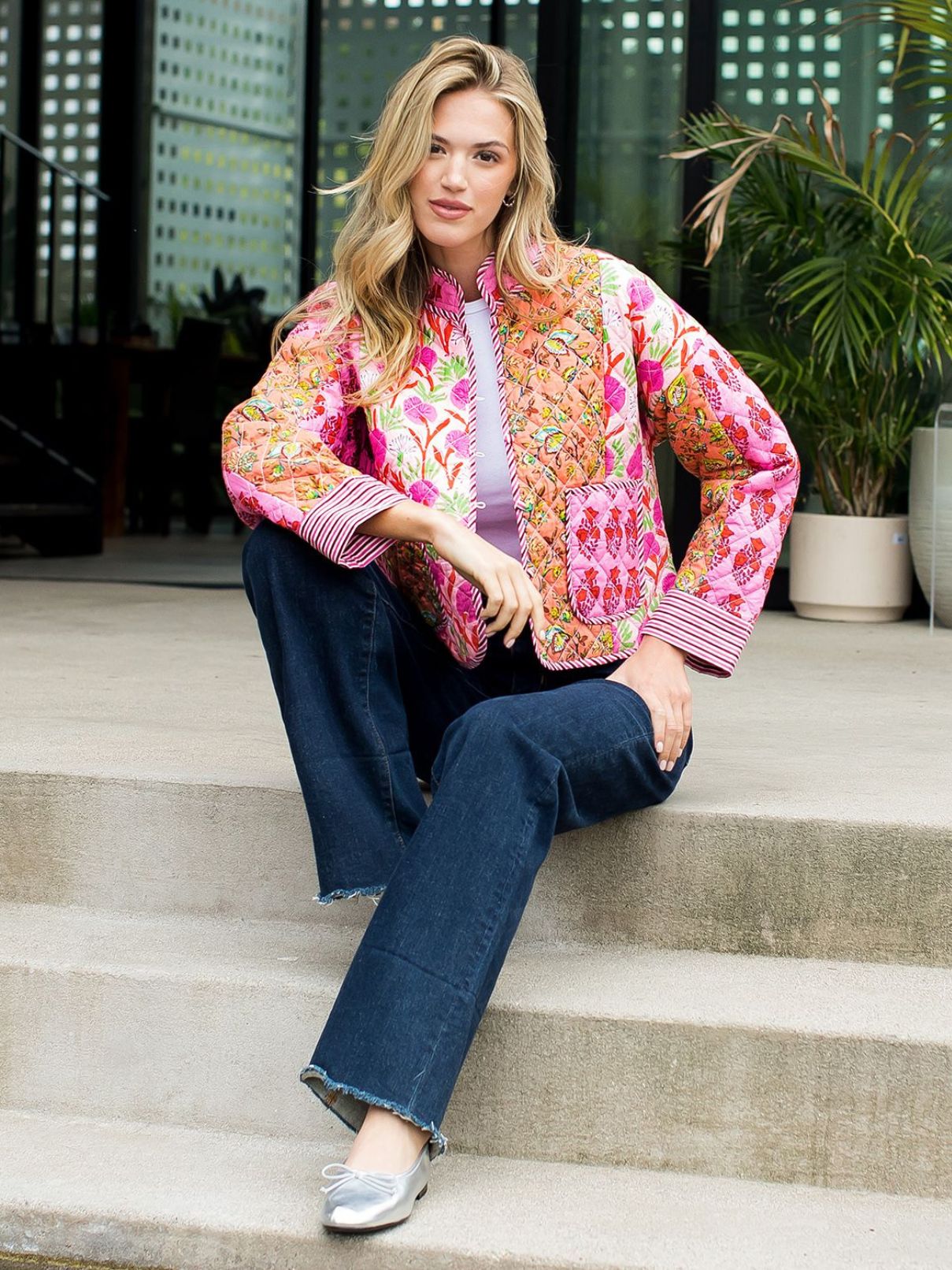 THML Patchwork Quilted Jacket in Pink