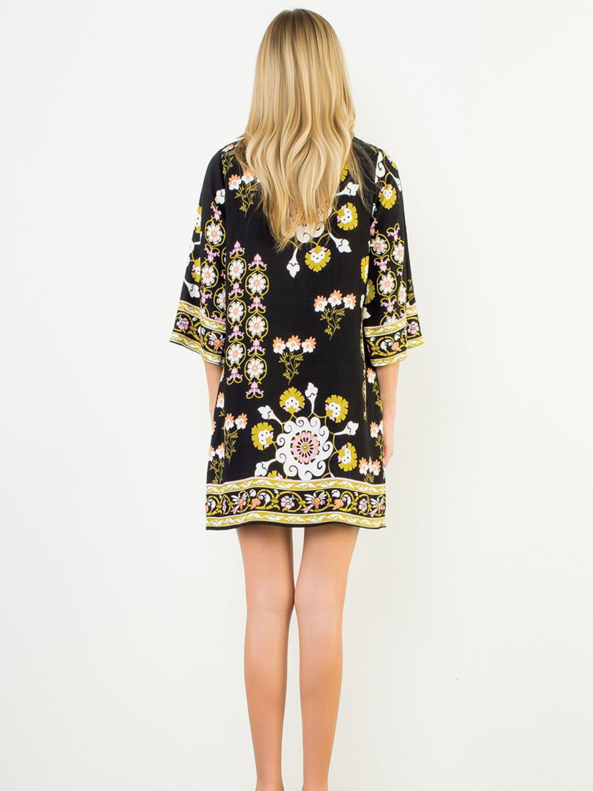 THML S/S Floral Dress in Black