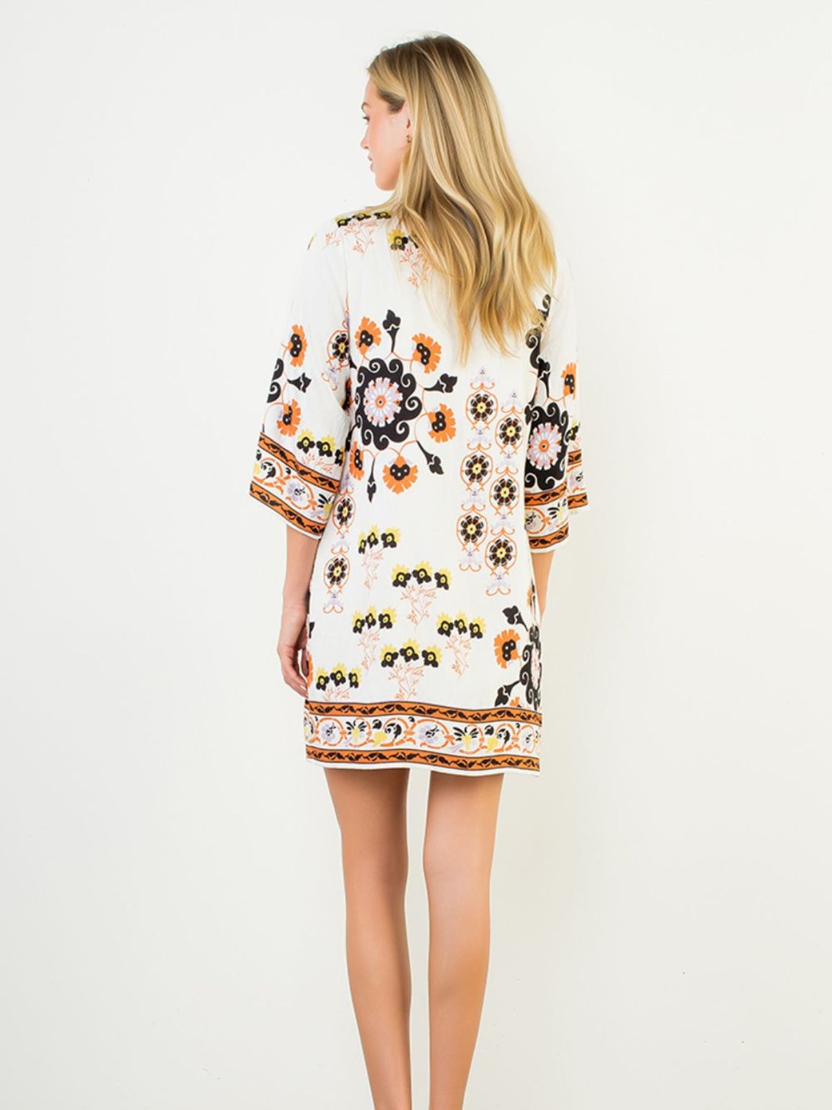 THML S/S Floral Dress in White