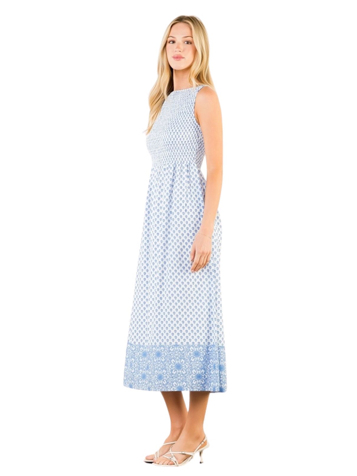 THML Sleeveless Floral Pattern Midi Dress