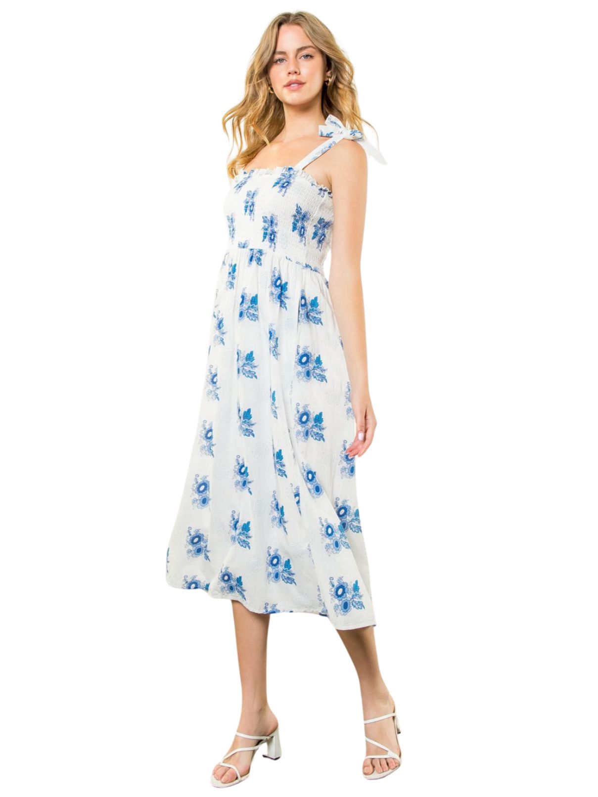 THML Tie Strap Flower Print Dress