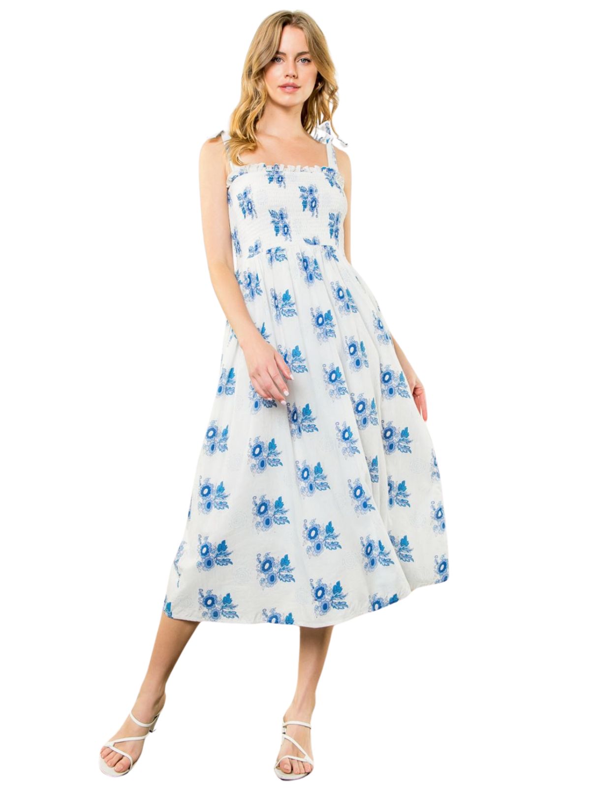 THML Tie Strap Flower Print Dress