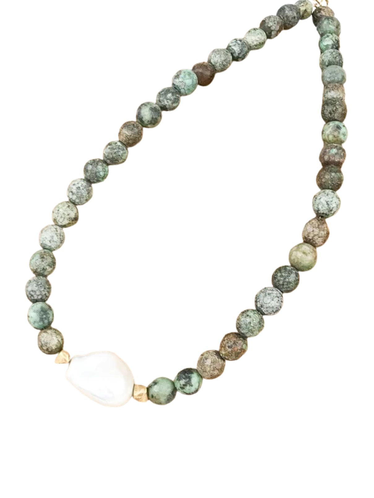 The Kamryn Gemstone & Baroque Pearl Necklace – African Turquoise