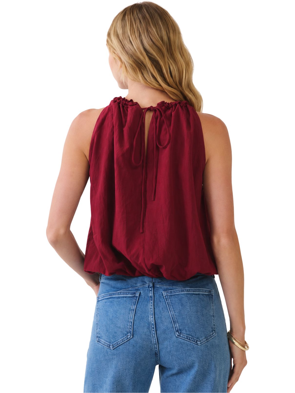 Tie Halter Bubble Top – Crimson