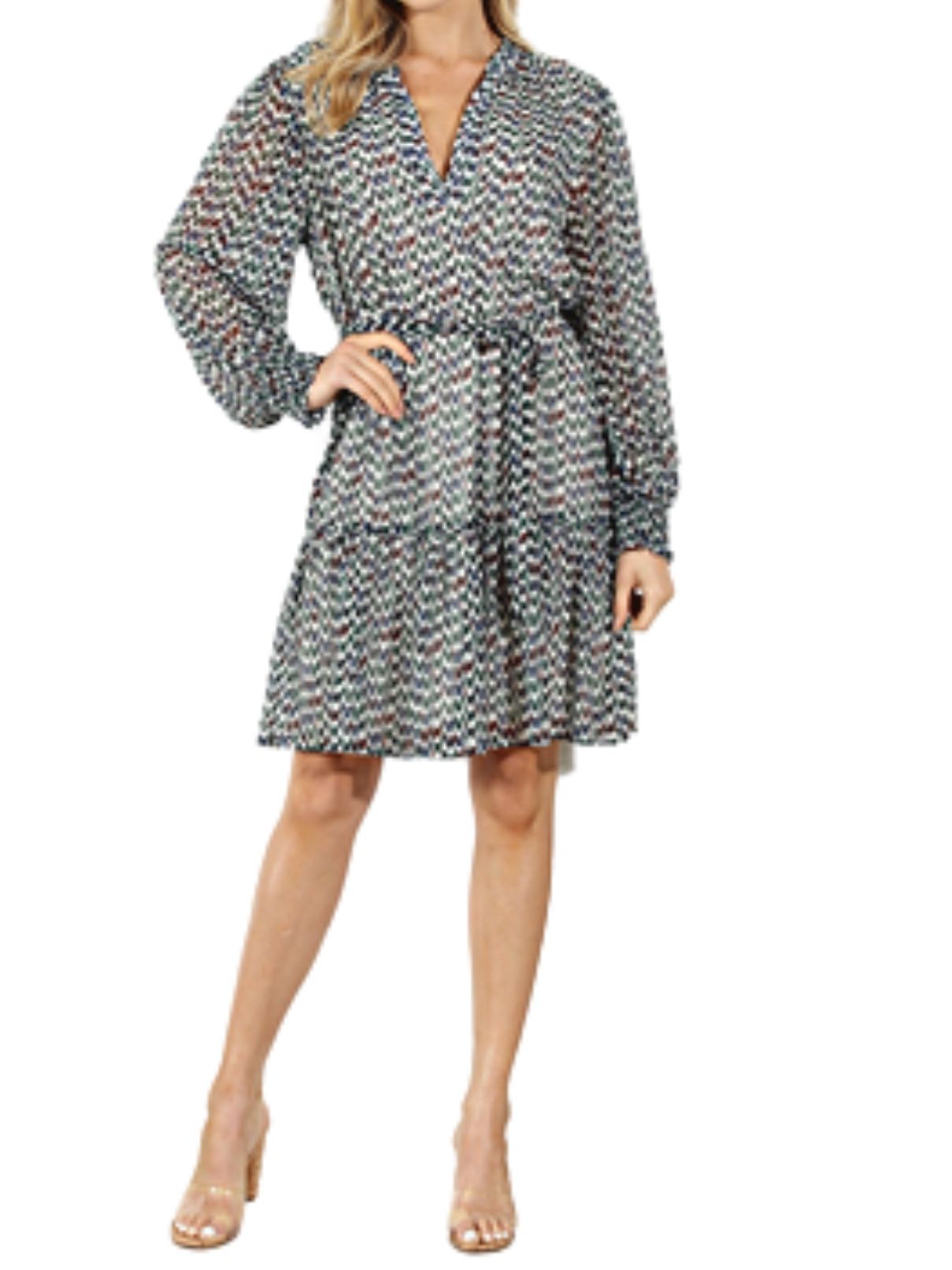 Veronica M L/S Chiffon Dress in Prago Print