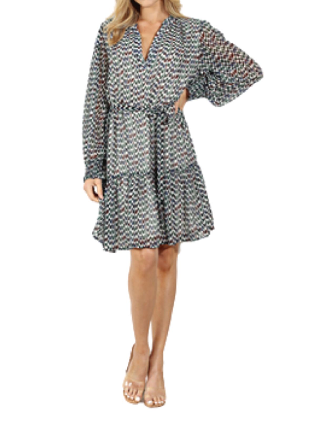 Veronica M L/S Chiffon Dress in Prago Print