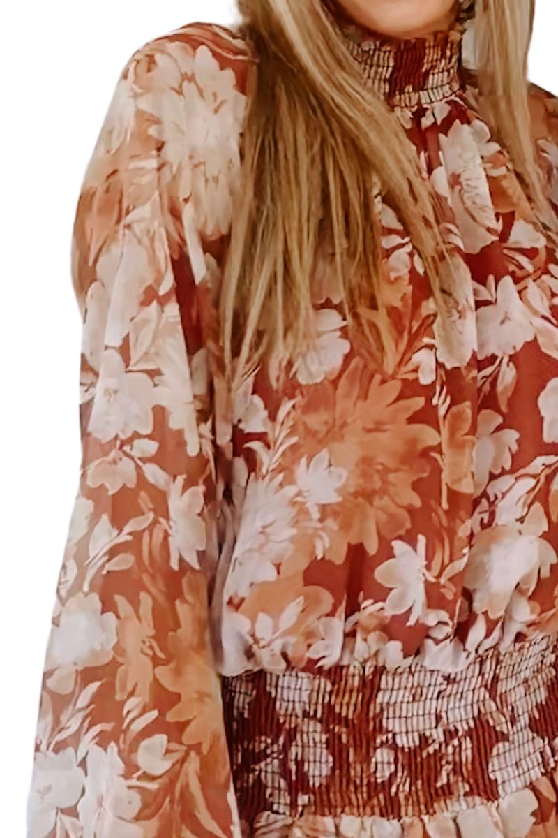 Veronica M Marlie Smocked Ruffle Dress in Chiffon Print