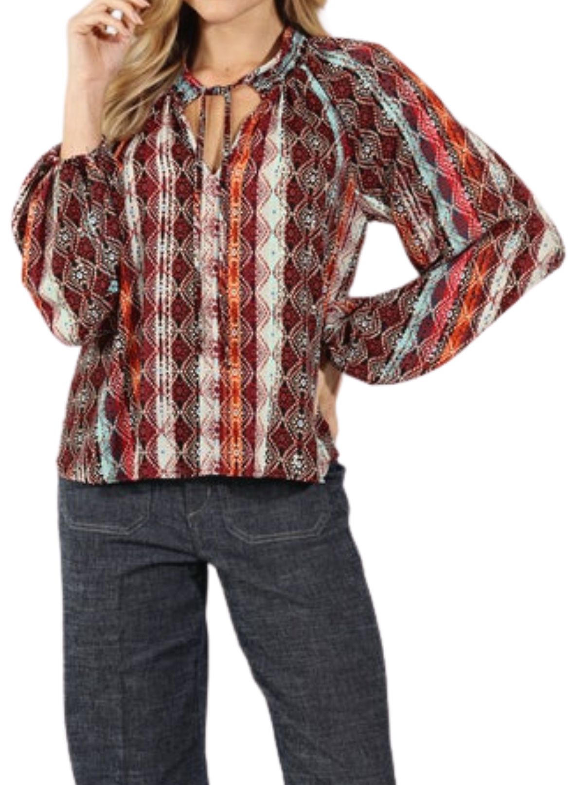 Veronica M Smocked Blouse in Zak Print