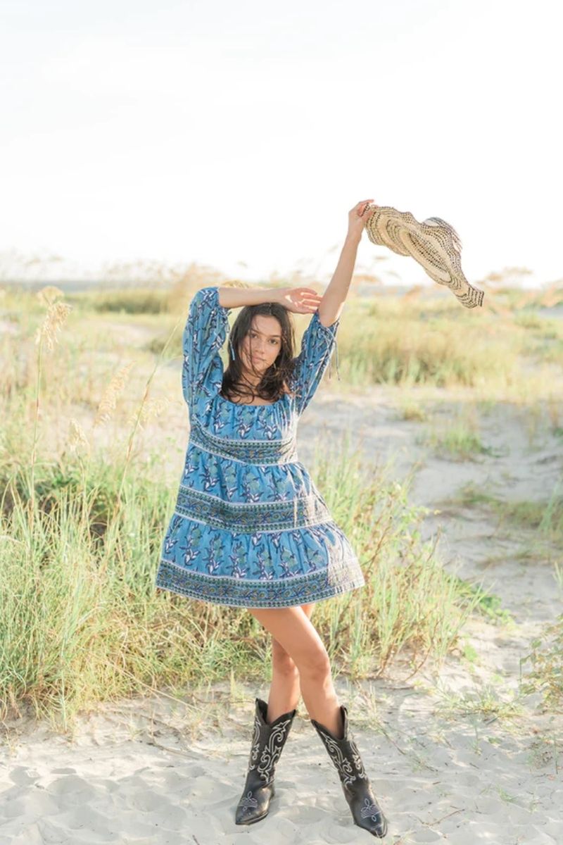 Victoria Dunn Sunflower Dress in Cobalt
