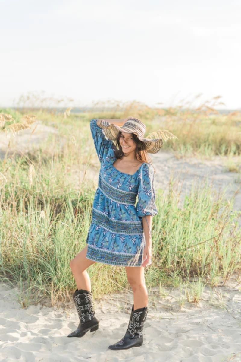Victoria Dunn Sunflower Dress in Cobalt