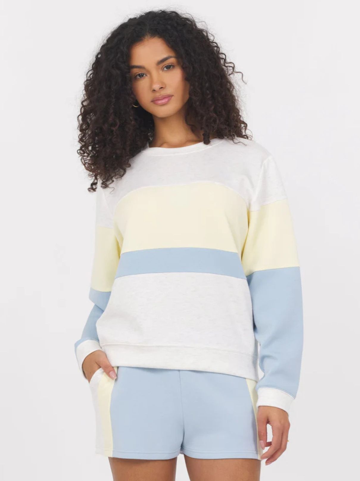Vintage Havana Cloud Fleece Set in Ice Blue/Heather Gray