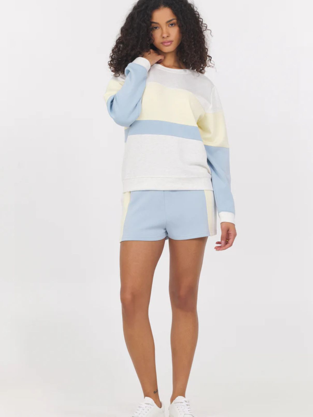 Vintage Havana Cloud Fleece Set in Ice Blue/Heather Gray