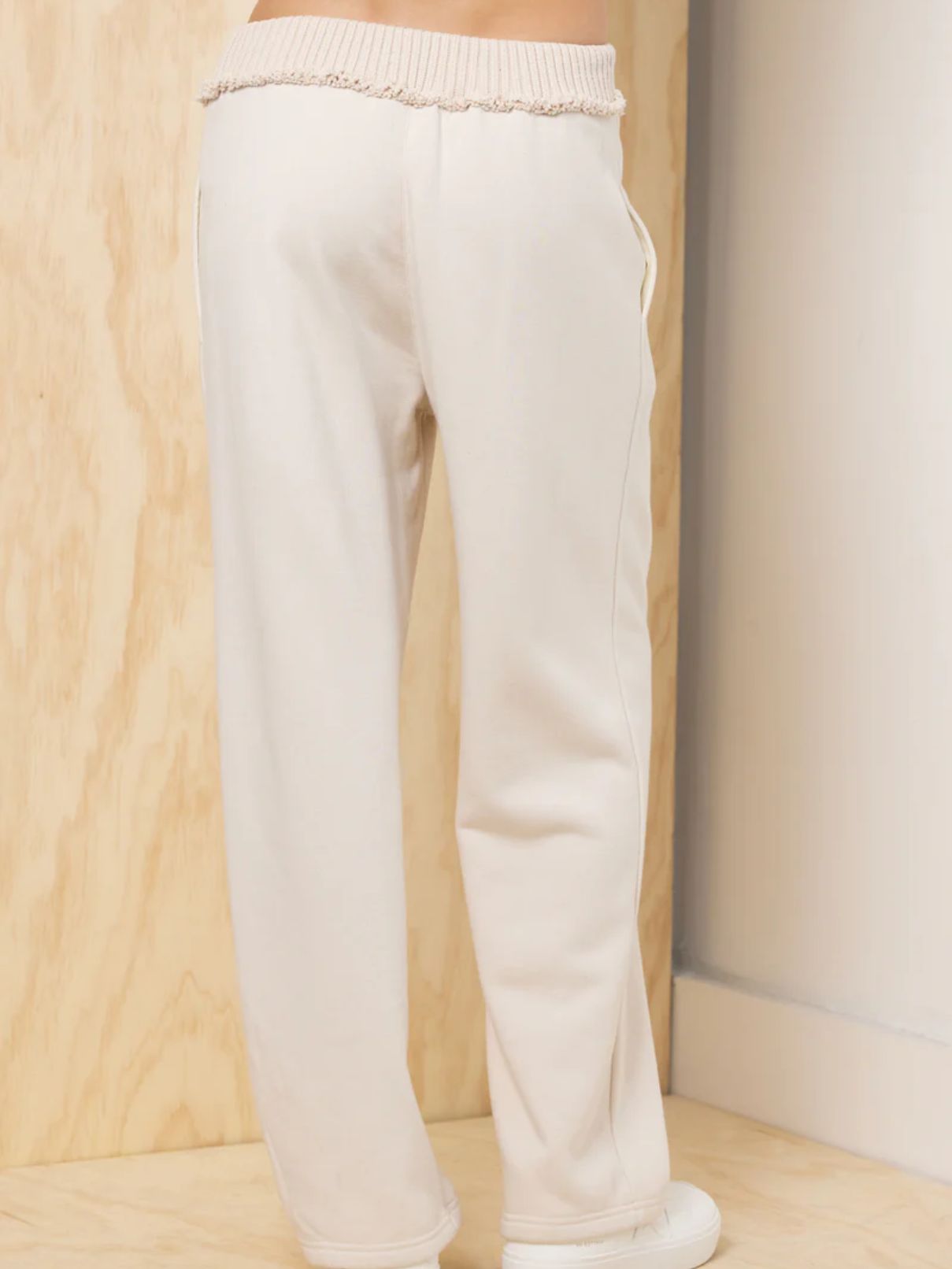 Vintage Havana Fleece Pant with Rib Waist in Bone