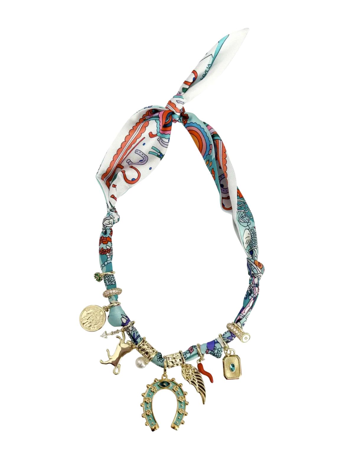 West Multi Charm Scarf Necklace