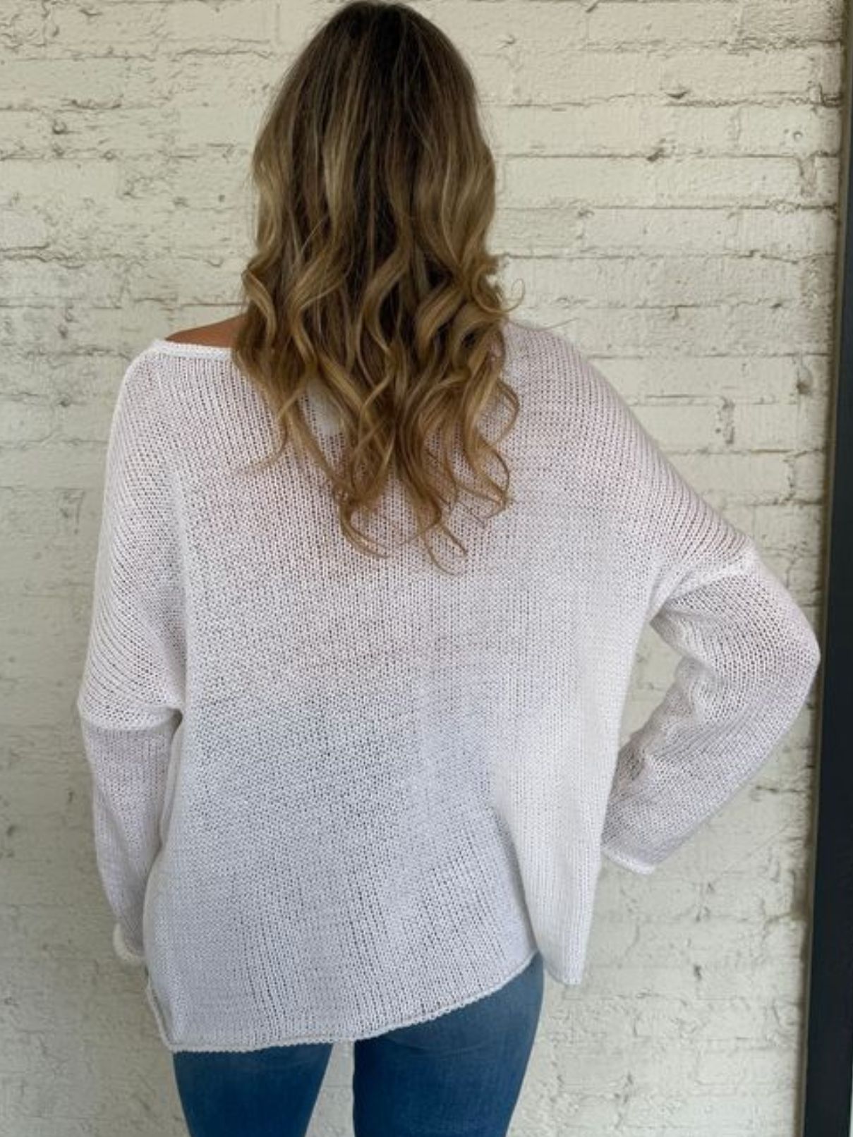 Wooden Ships Tailgates Crew Cotton Breaker Sweater in White/Blue Fire