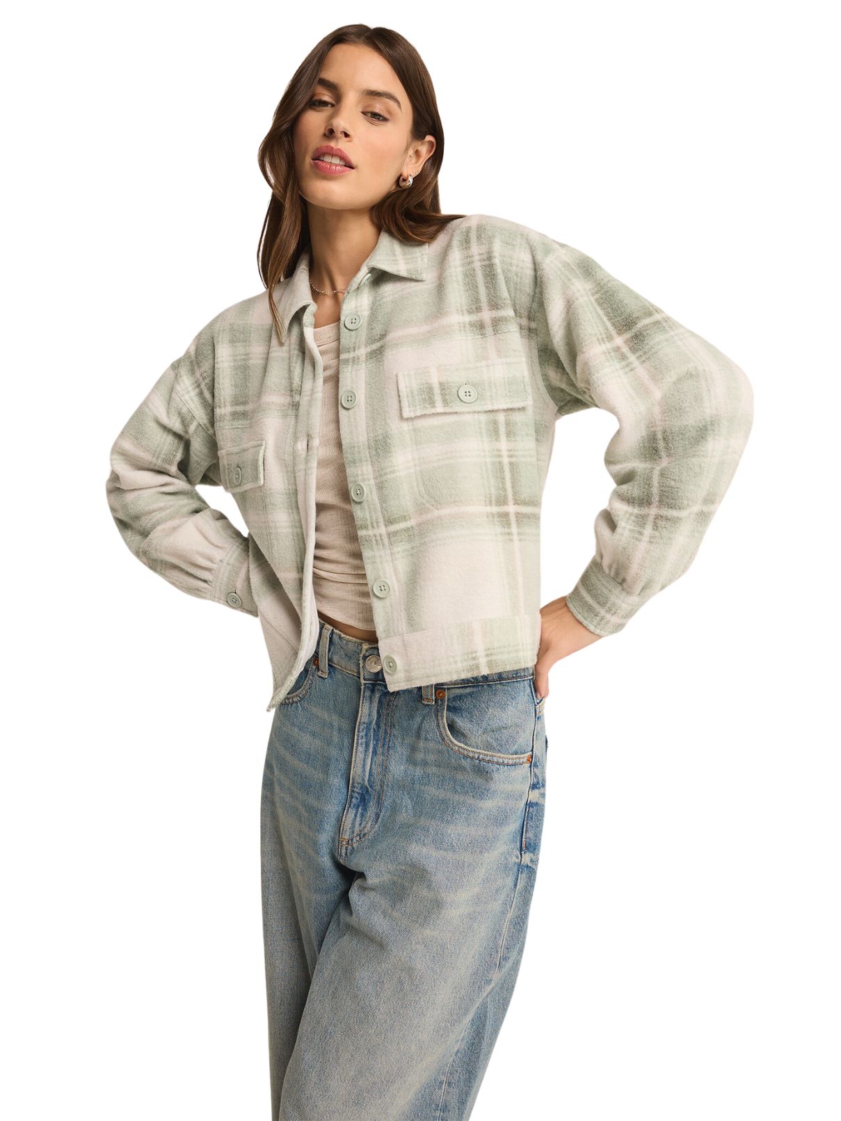 Z Supply Abbott Plaid Jacket in Willow
