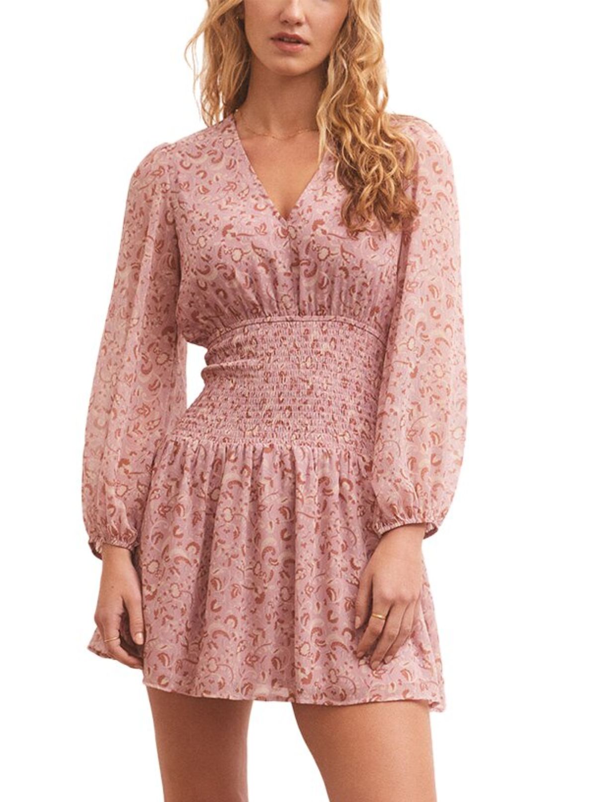 Z Supply Adelaide Floral Mini Shadow Dress in Mauve