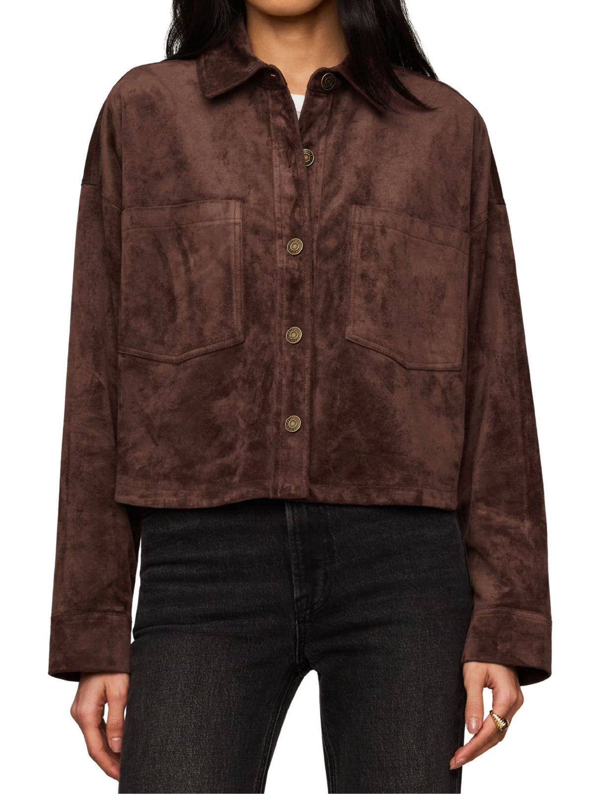 Z Supply All Day Cropped Suede Jacket – Dark Chocolate