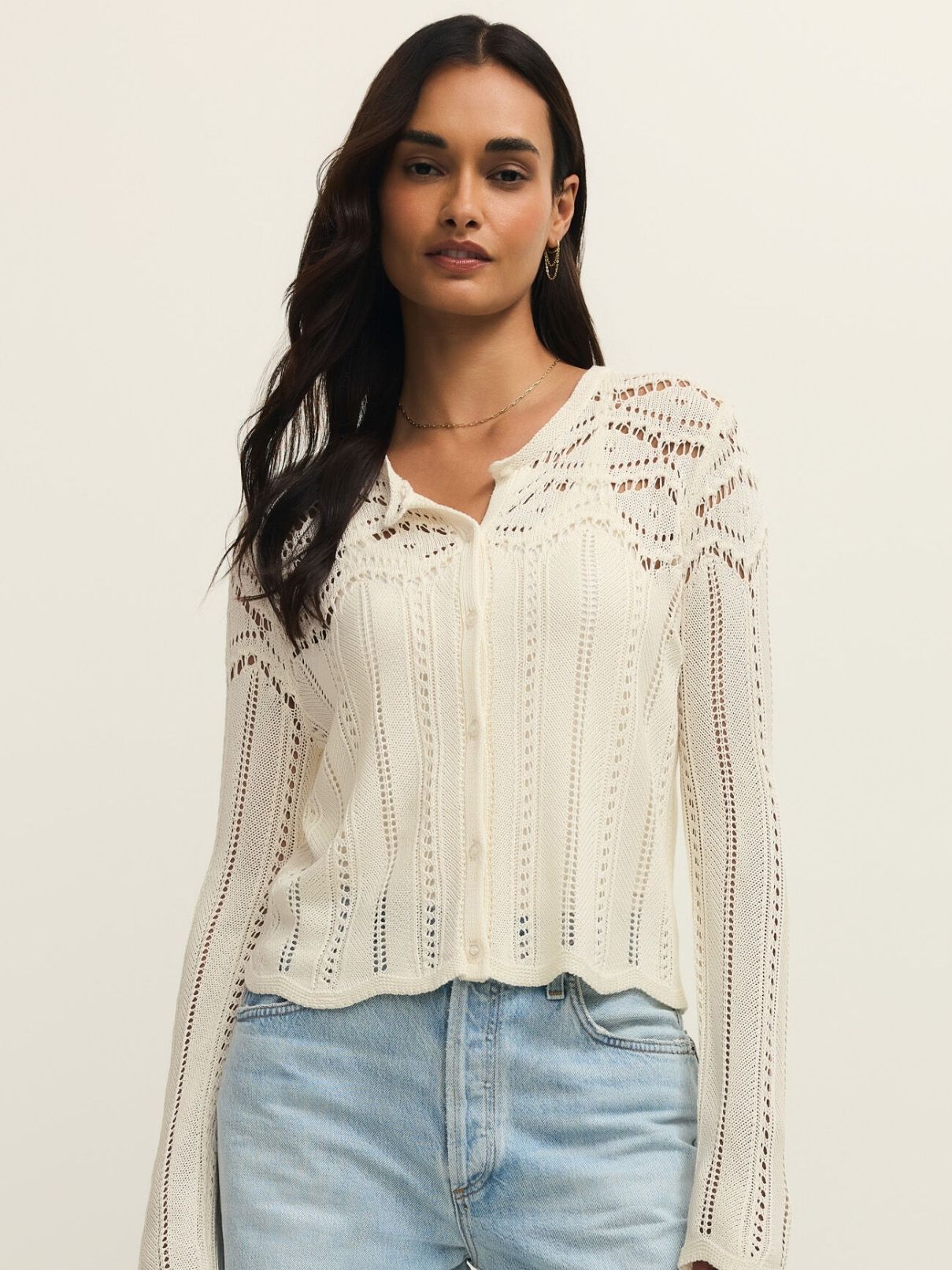 Z Supply Alycia Crochet Sweater in Cloud