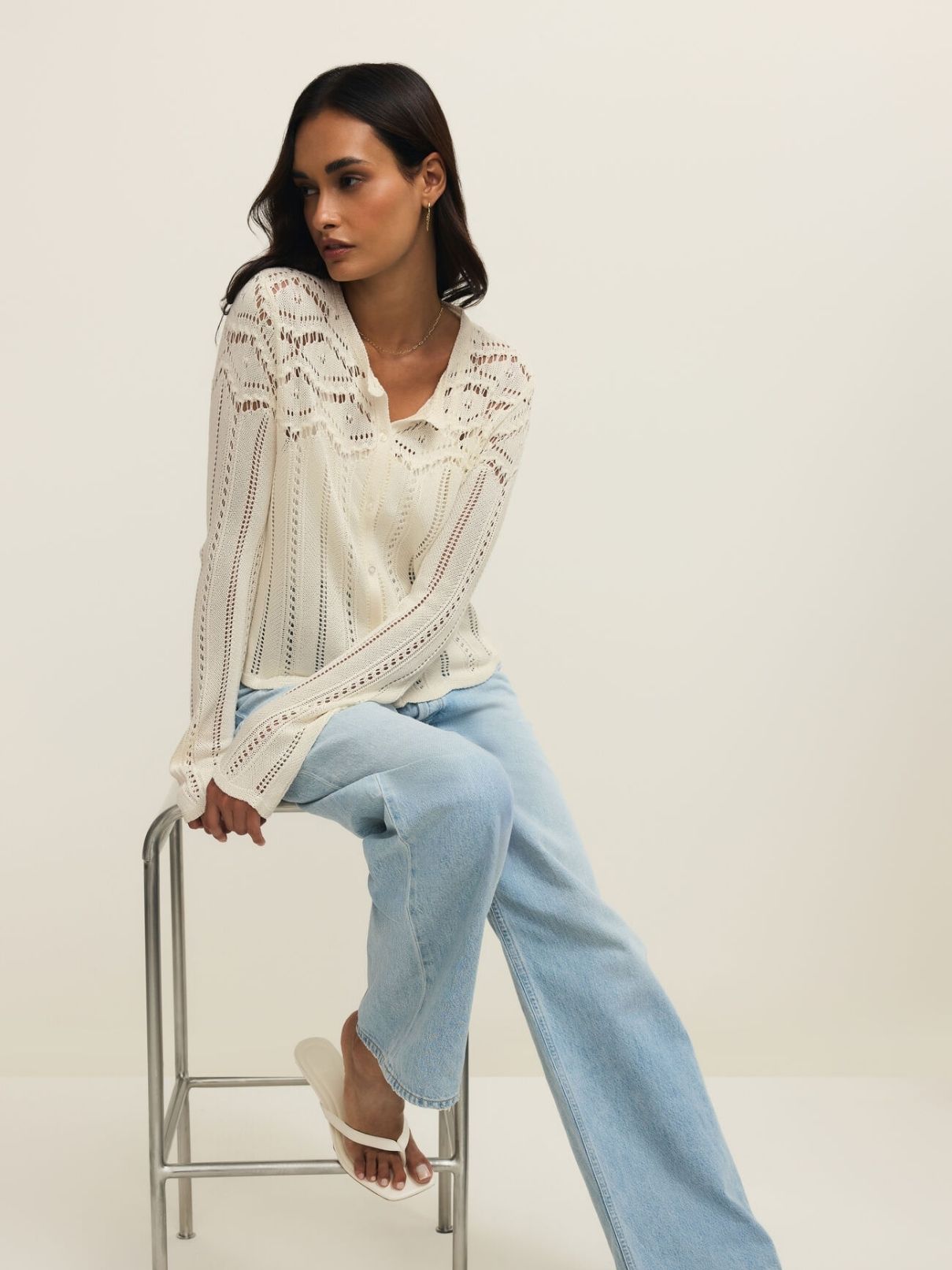 Z Supply Alycia Crochet Sweater in Cloud