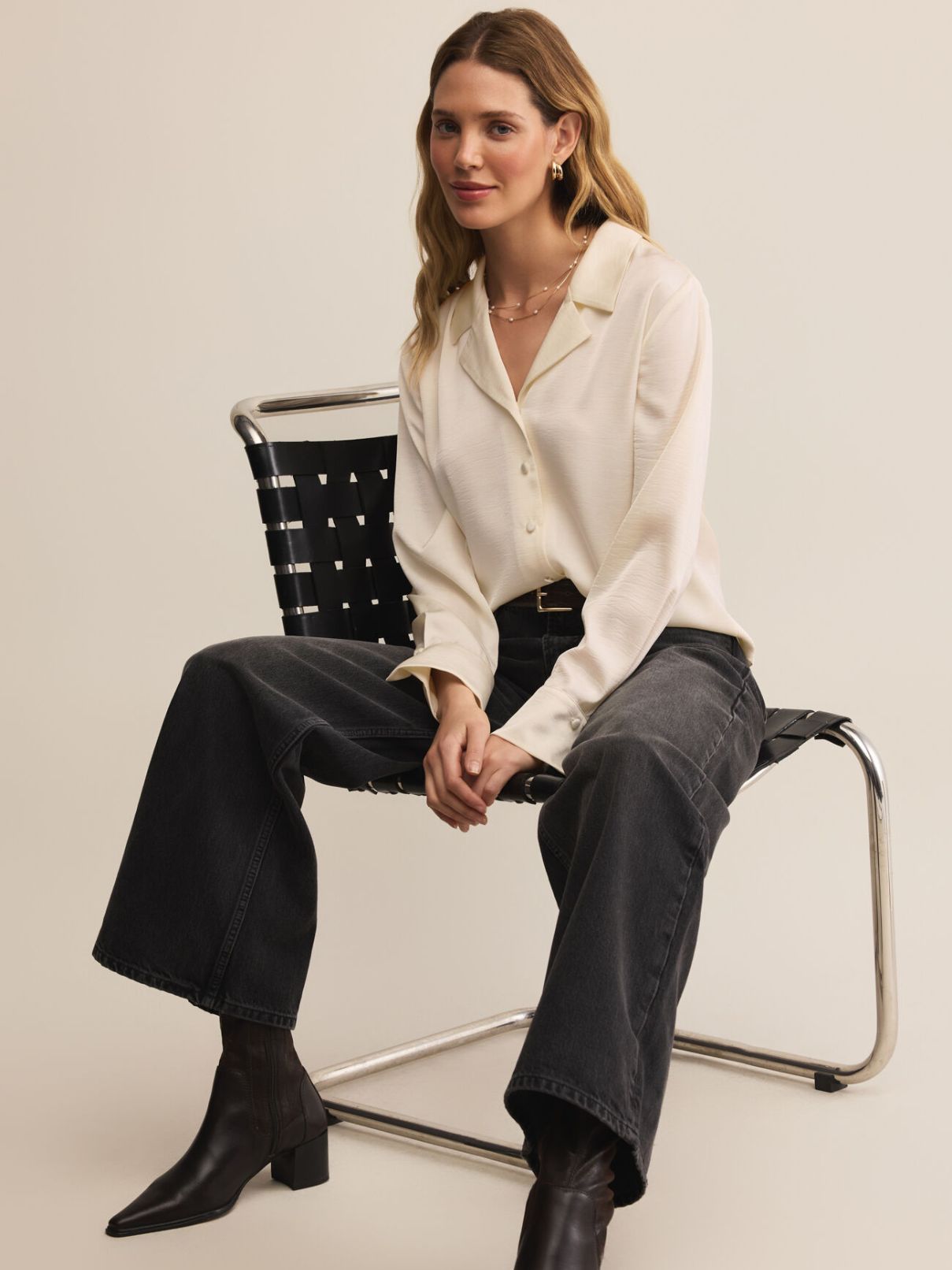 Z Supply Ana Satin Top in Cloud