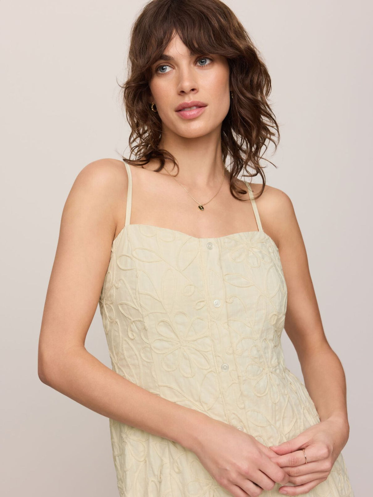 Z Supply Angel Eyes Textured Midi Dress in Champagne