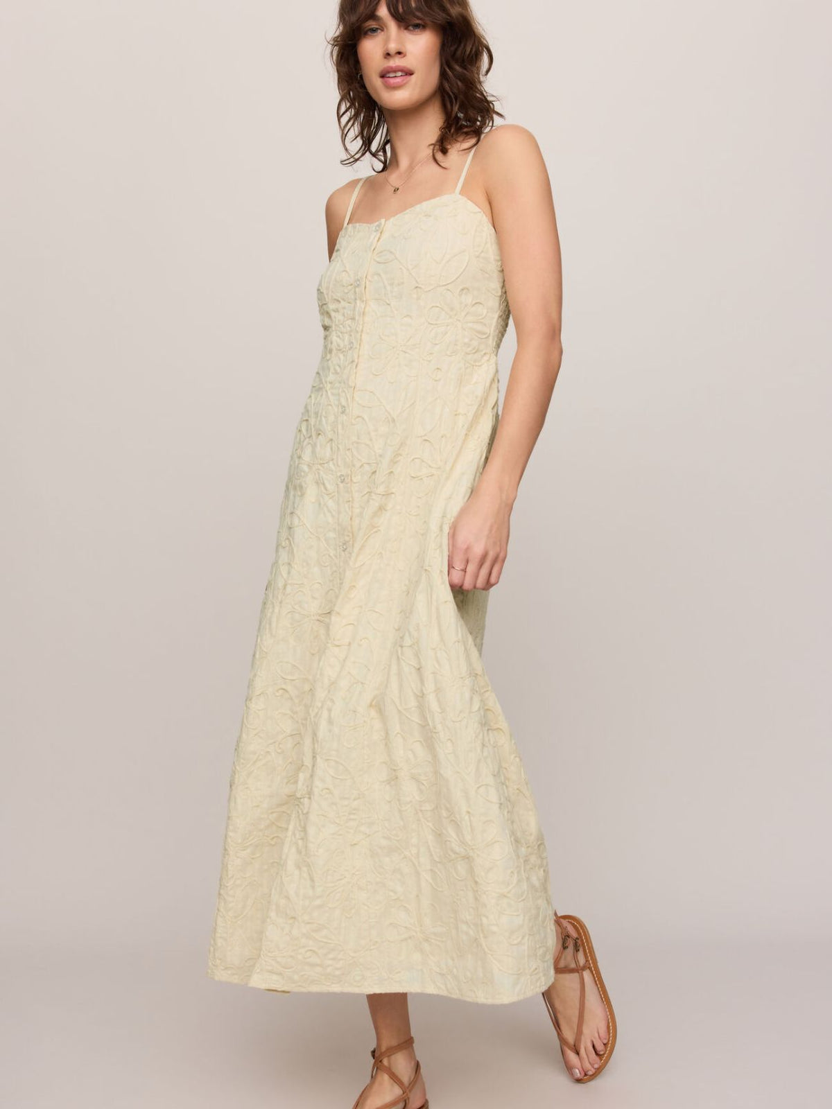 Z Supply Angel Eyes Textured Midi Dress in Champagne