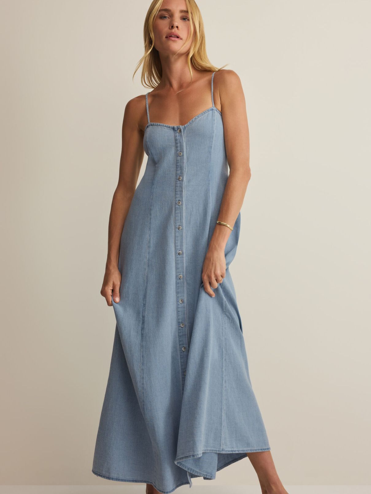 Z Supply Angel Eyes Twill Midi in Lake Blue