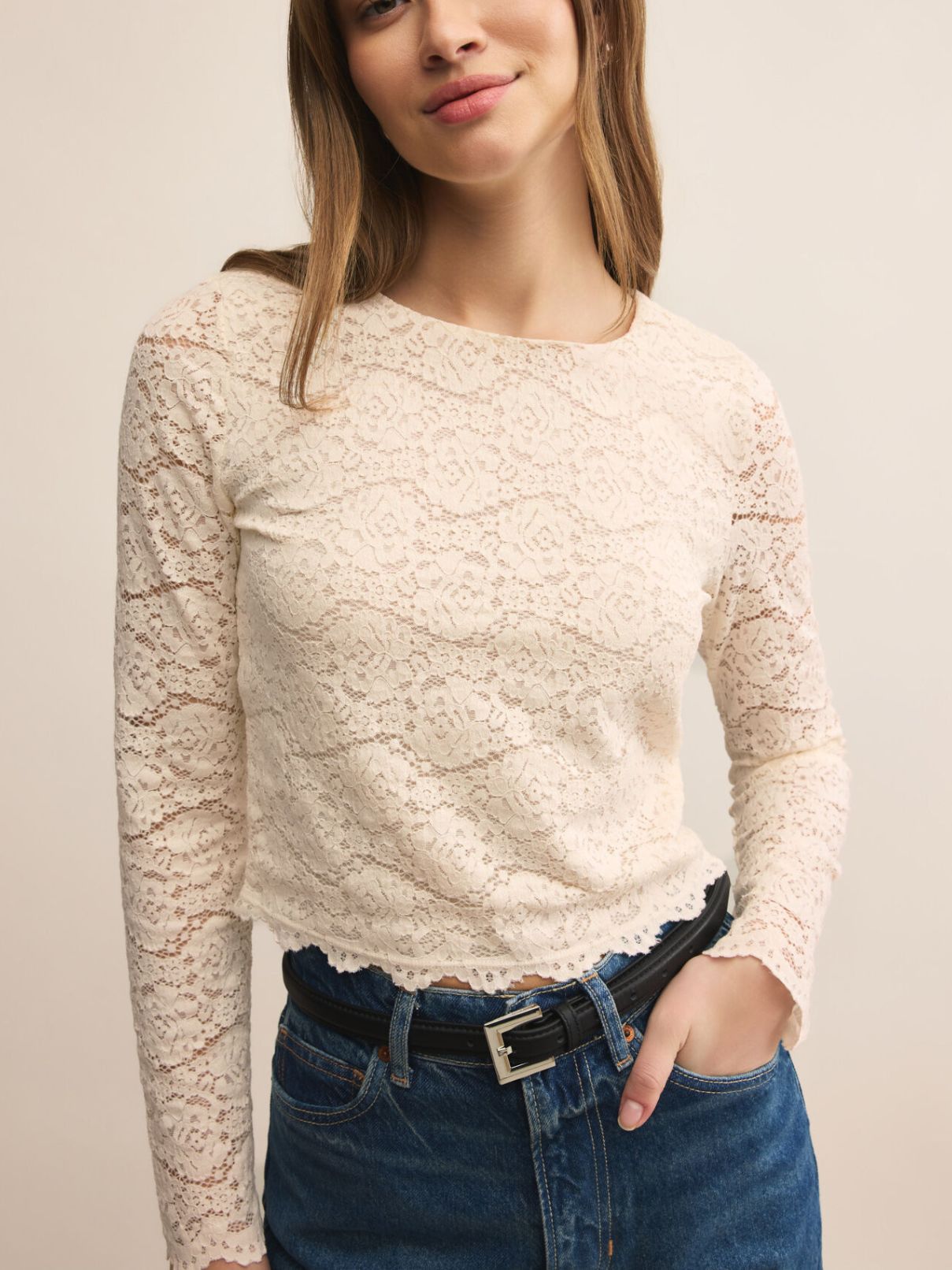 Z Supply Aurora Lace Top in Cloud