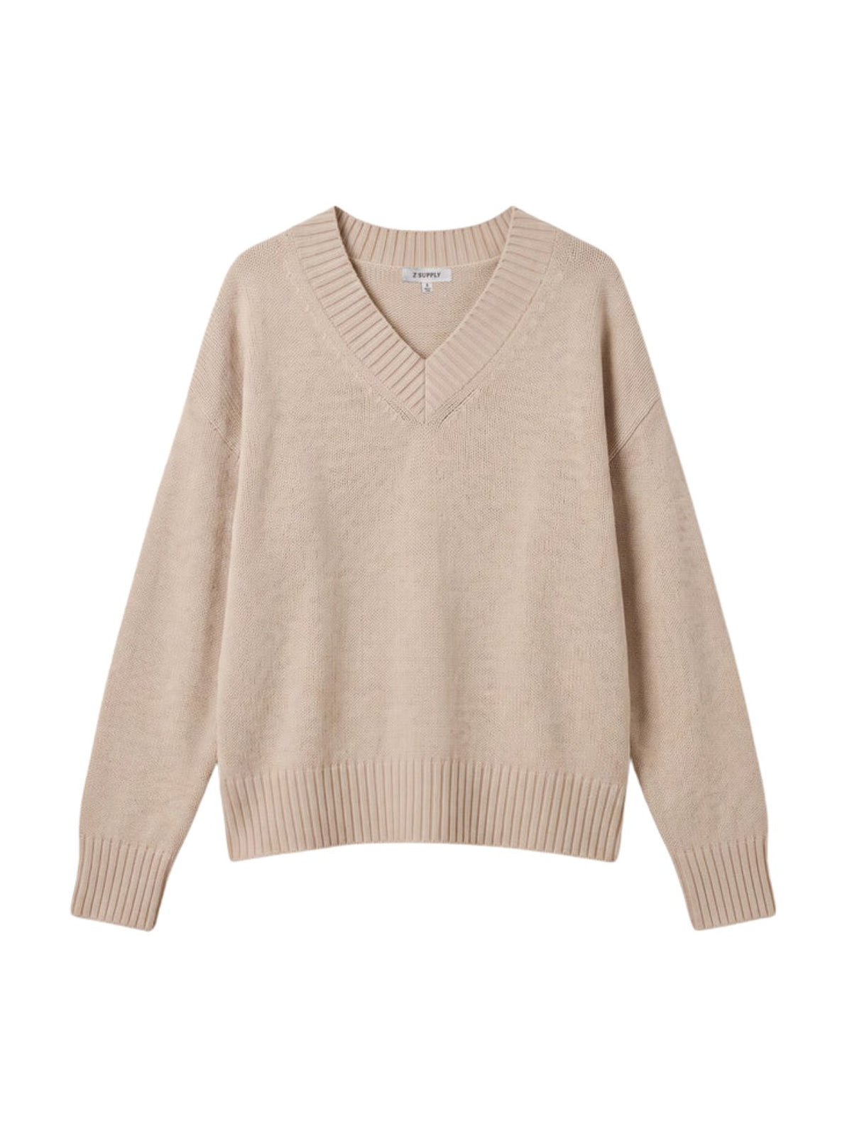 Z Supply Cloud Spun V-Neck Sweater in Frosted Pearl