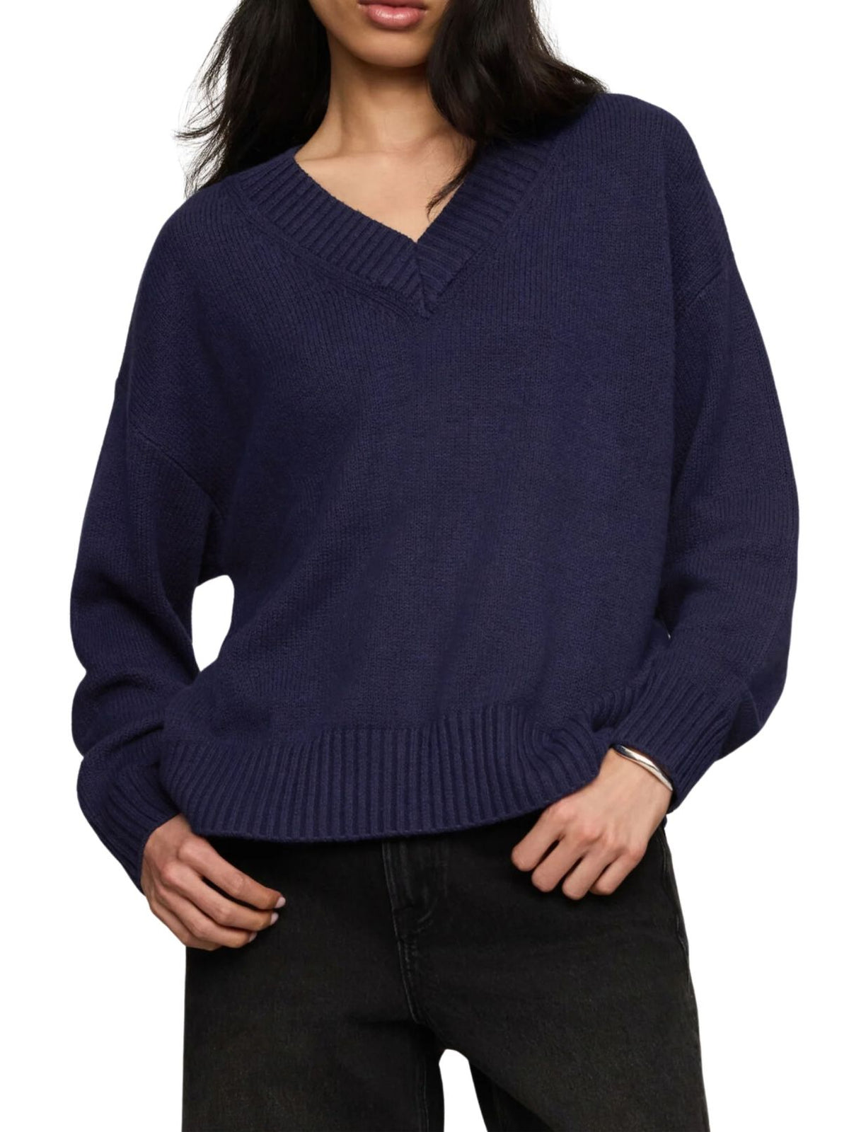 Z Supply Cloud Spun V-Neck Sweater in Oxford Blue