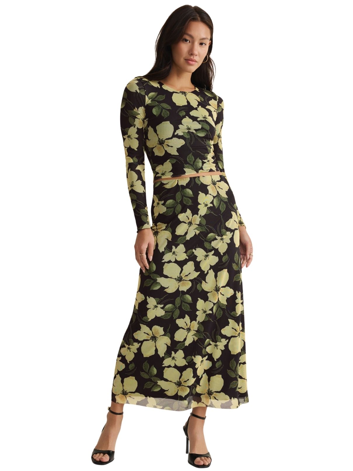 Z Supply Eda Ren Floral Mesh Skirt in Sunnyside