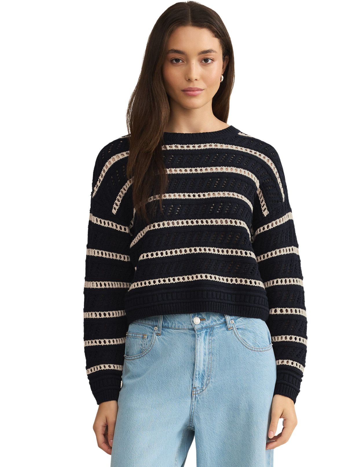 Z Supply Estero Stripe Sweater in Eclipse