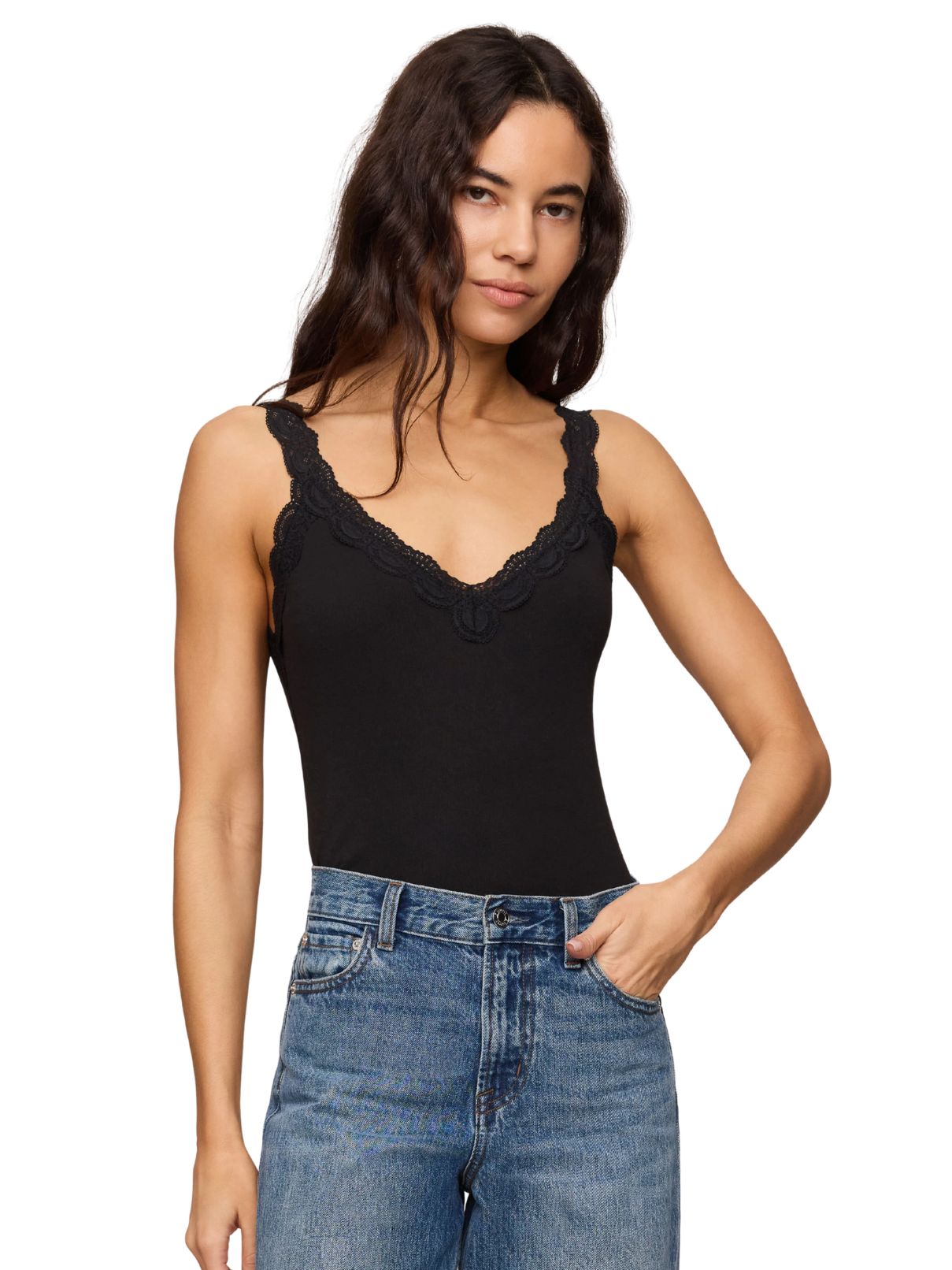Z Supply Eve Lace Trim Tank – Black