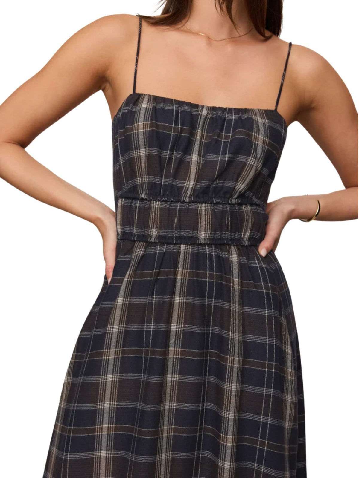 Z Supply Evermore Plaid Midi Dress in Eclipse