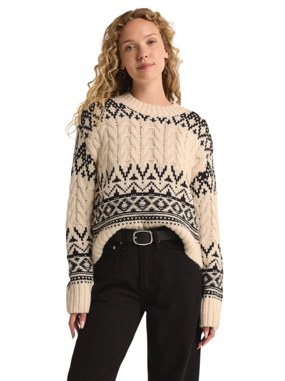 Z Supply Garland Fairisle Sweater in Seasalt