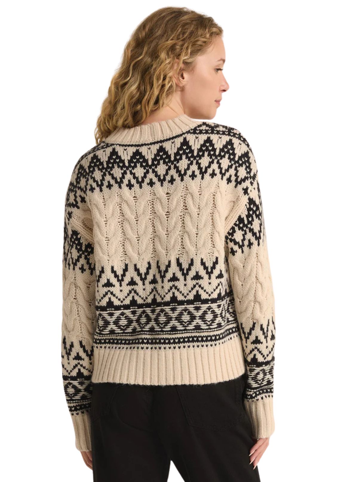 Z Supply Garland Fairisle Sweater in Seasalt