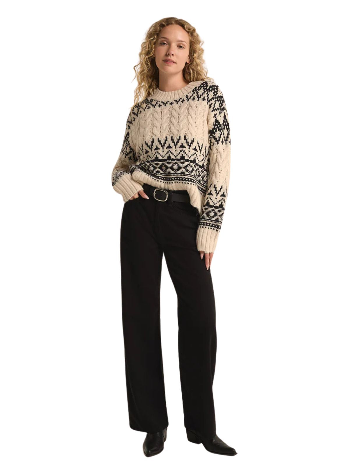Z Supply Garland Fairisle Sweater in Seasalt