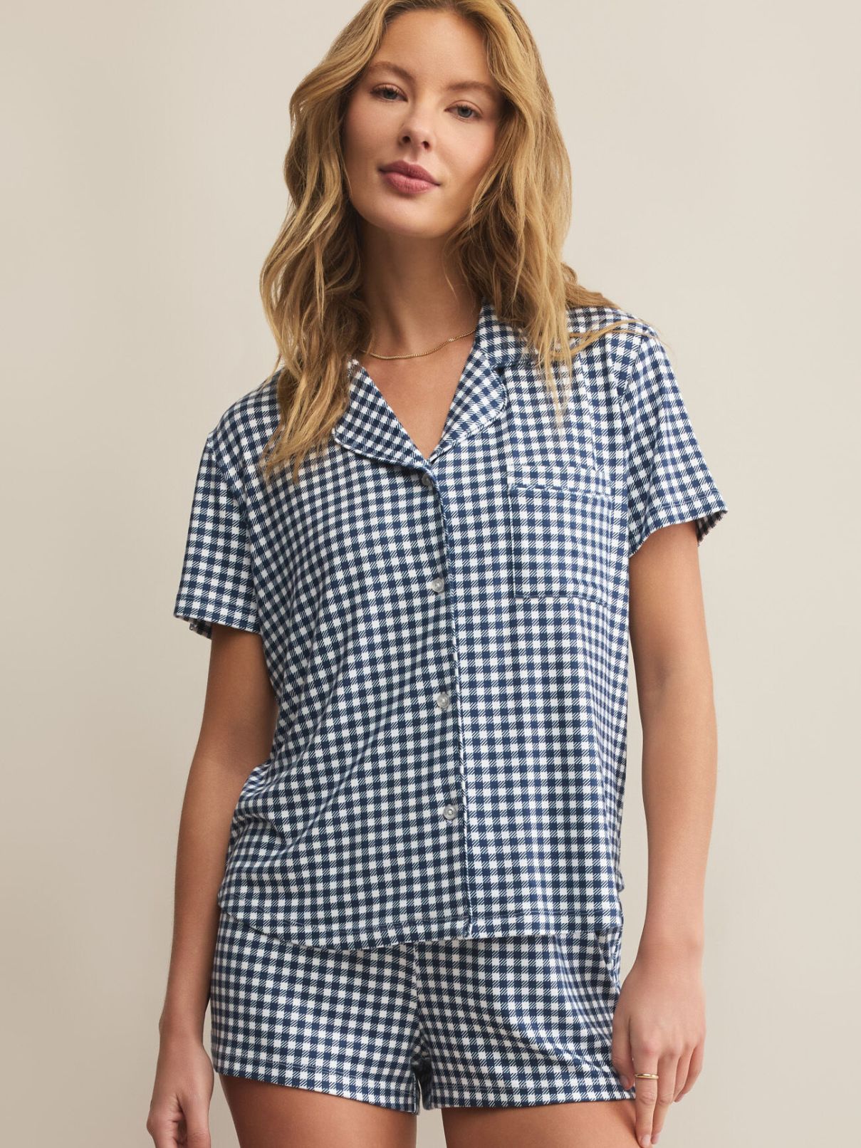Z Supply Gingham Pj Set Yacht Blue