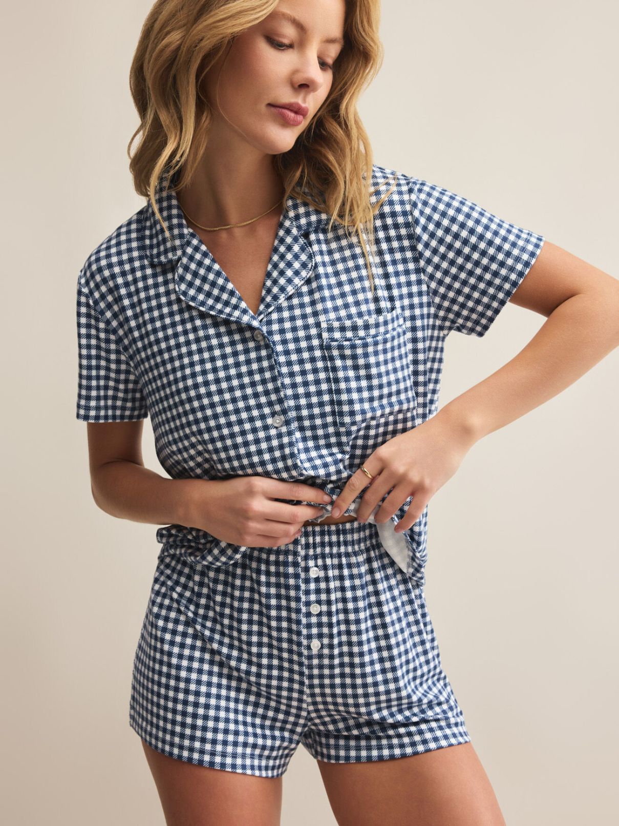 Z Supply Gingham Pj Set Yacht Blue