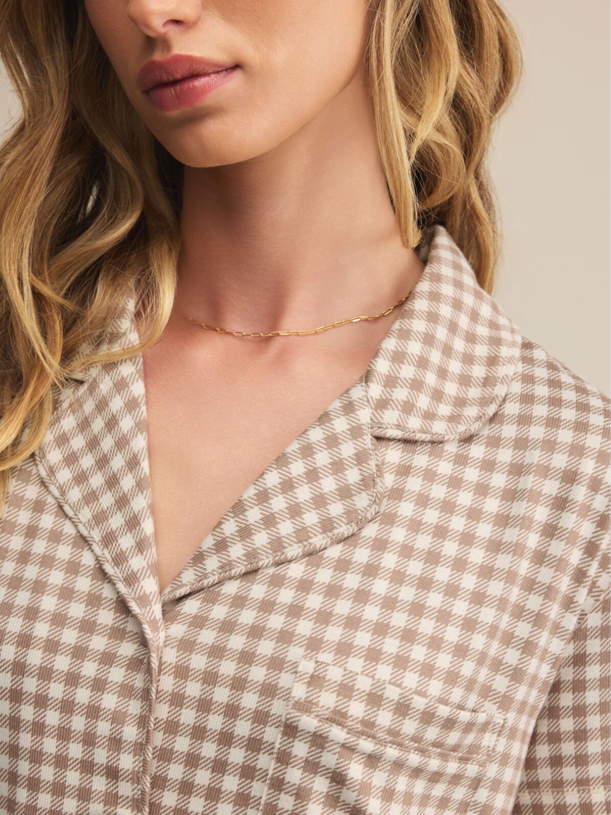 Z Supply Gingham Pj Set in Iced Coffee