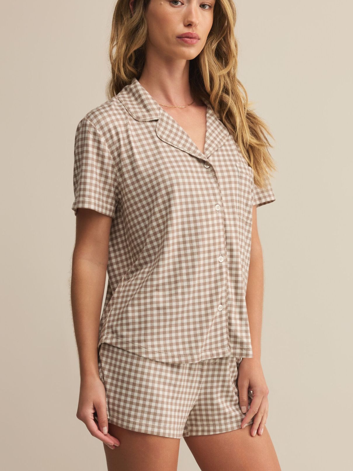Z Supply Gingham Pj Set in Iced Coffee