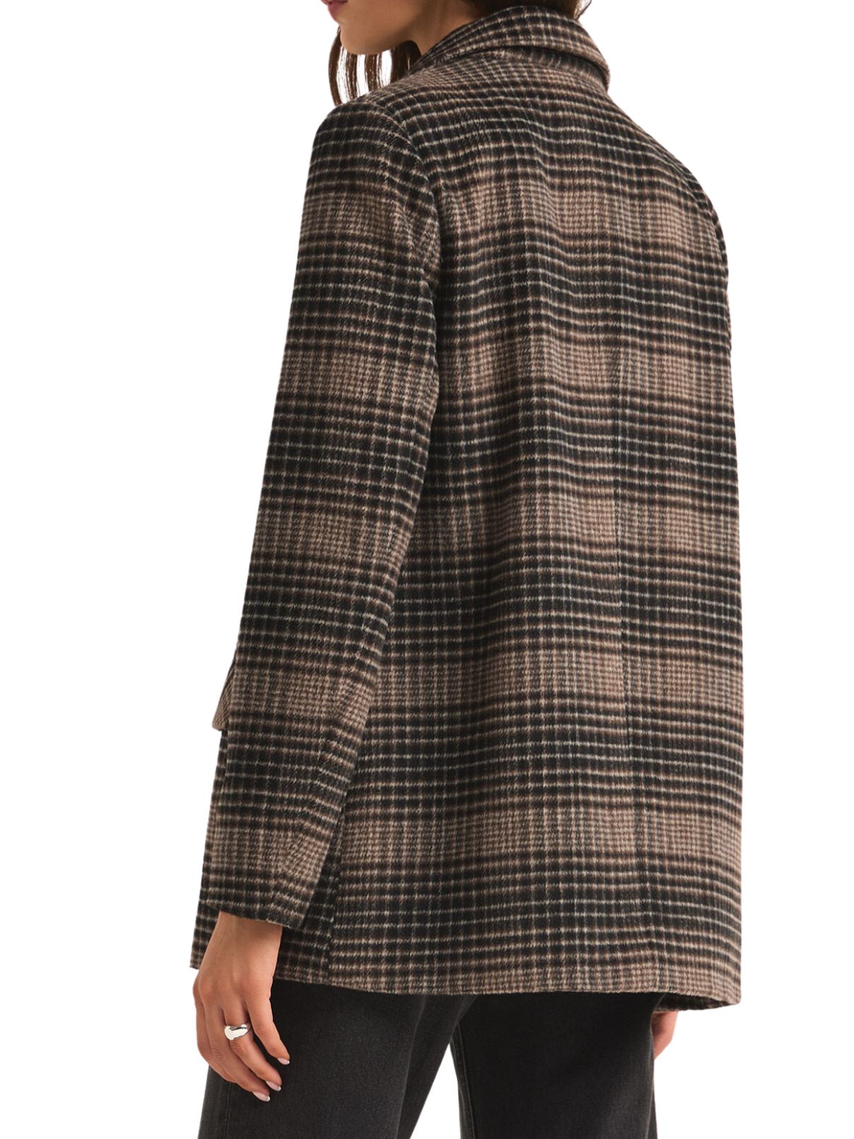 Z Supply Kingston Plaid Blazer in Latte