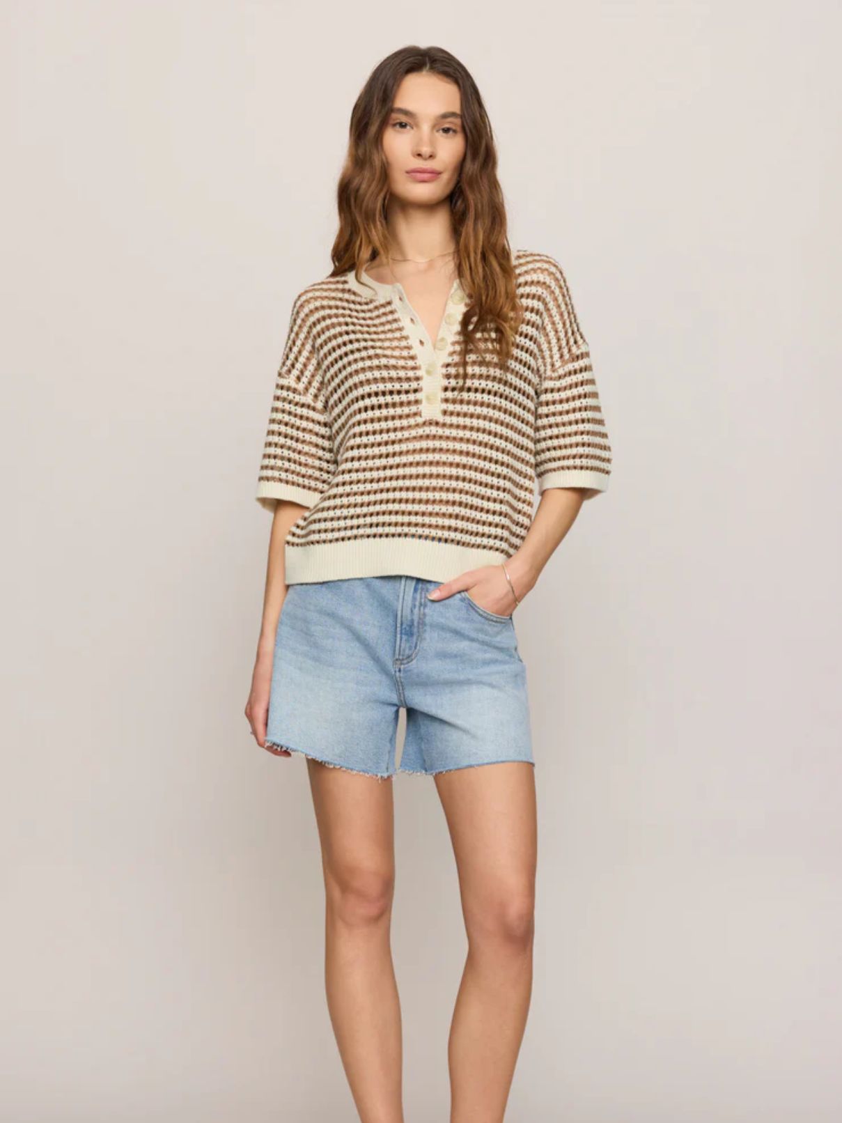 Z Supply Kylo Striped Polo Sweater in Taro