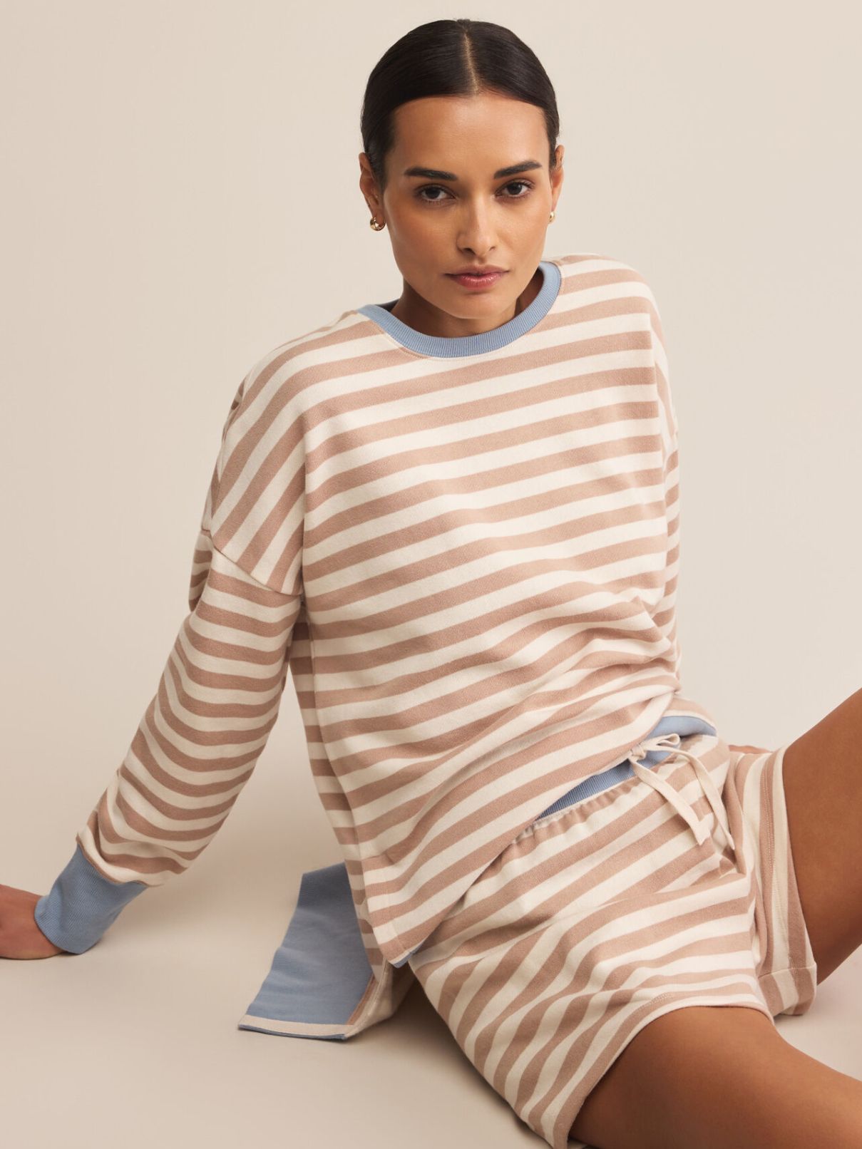 Z Supply Layer Up Stripe Sweatshirt in Evening Sand